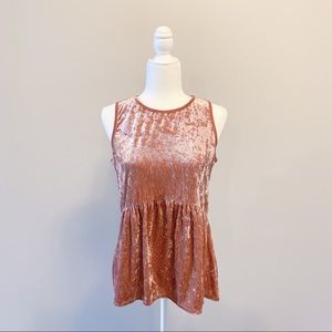 Knox Rose Velvet Dusty Rose Peplum Tank Size M